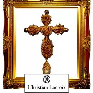 Christian Lacroix RARE Golden Cross Pendant / Brooch